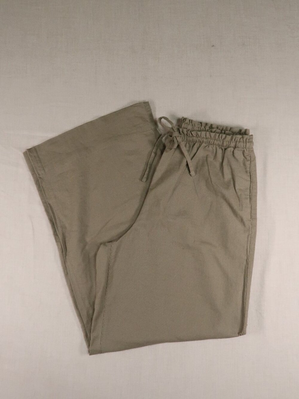 H&M Women’s Medium Linen Blend Wide Leg Pants Drawstring Neutral Minimalist